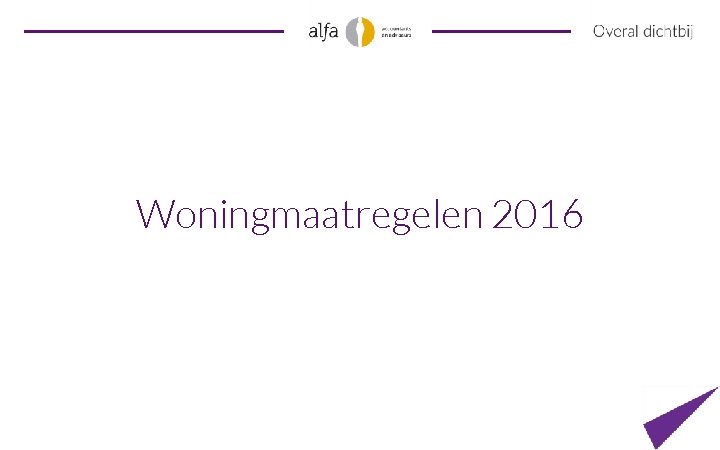 Woningmaatregelen 2016 