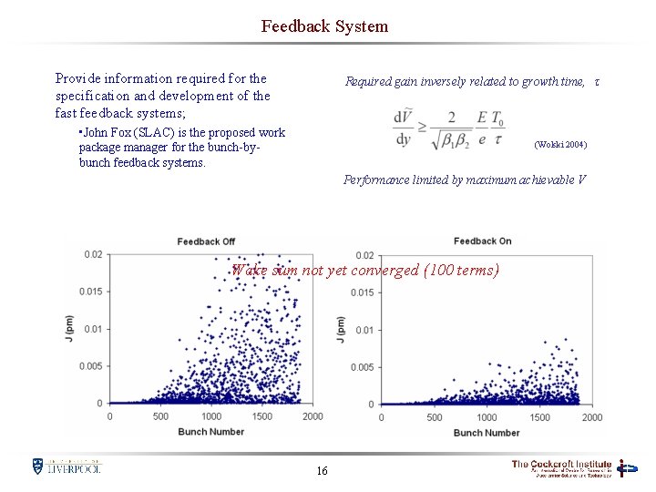 Feedback System Provide information required for the specification and development of the fast feedback