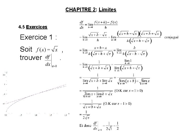 CHAPITRE 2: Limites 4. 5 Exercices Exercice 1 : Soit trouver , . 