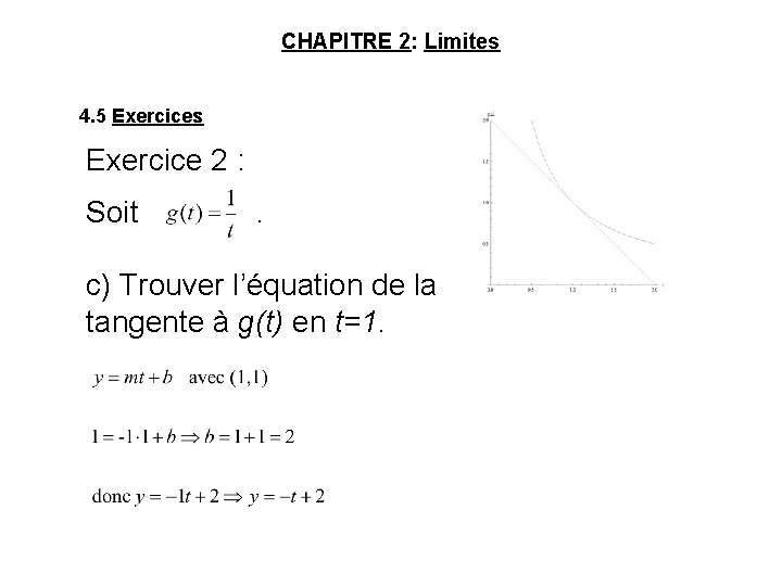 CHAPITRE 2: Limites 4. 5 Exercices Exercice 2 : Soit . c) Trouver l’équation