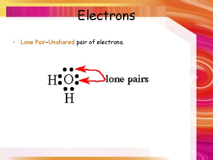 Electrons • Lone Pair-Unshared pair of electrons. 