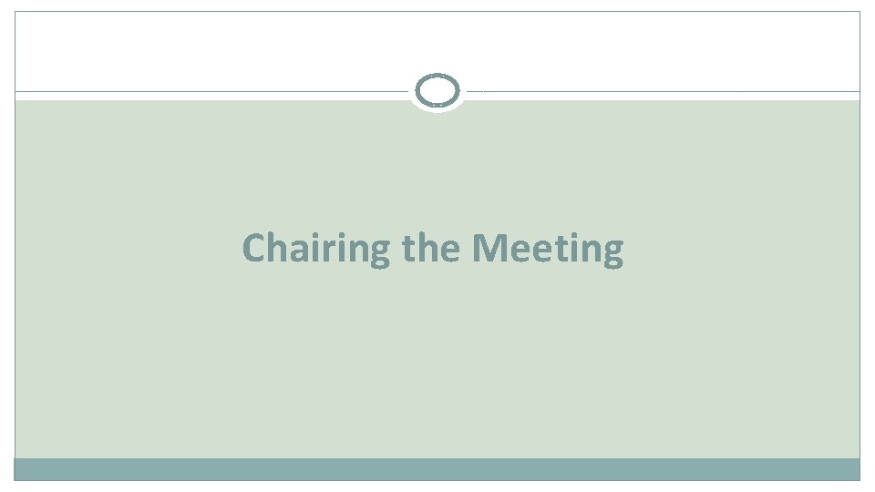 Chairing the Meeting 