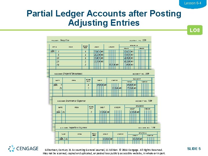 Lesson 6 -4 Partial Ledger Accounts after Posting Adjusting Entries Gilbertson, Century 21 Accounting