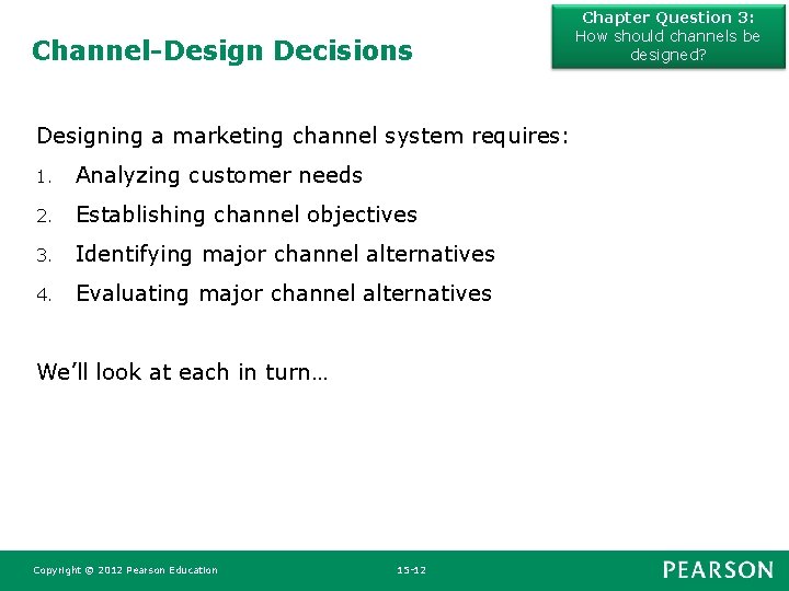 Channel-Design Decisions Designing a marketing channel system requires: 1. Analyzing customer needs 2. Establishing Channel-Design Decisions Designing a marketing channel system requires: 1. Analyzing customer needs 2. Establishing