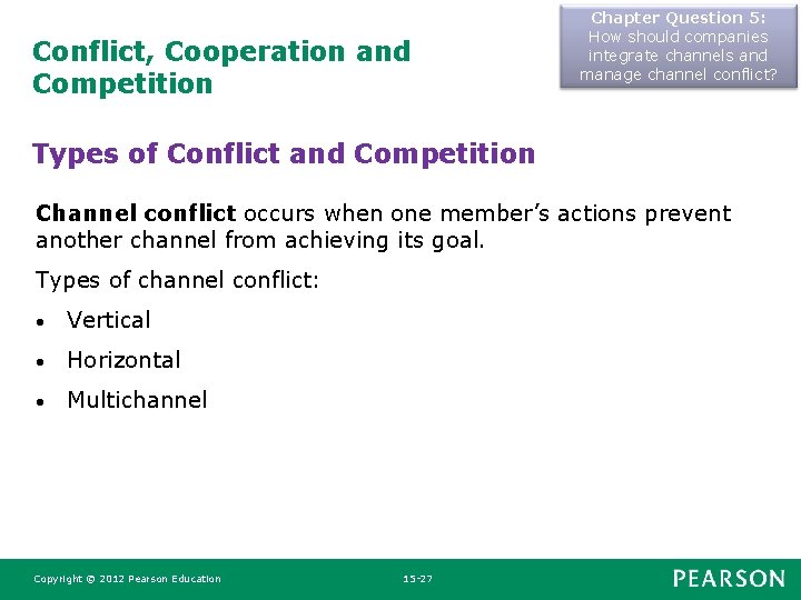 Conflict, Cooperation and Competition Chapter Question 5: How should companies integrate channels and manage Conflict, Cooperation and Competition Chapter Question 5: How should companies integrate channels and manage