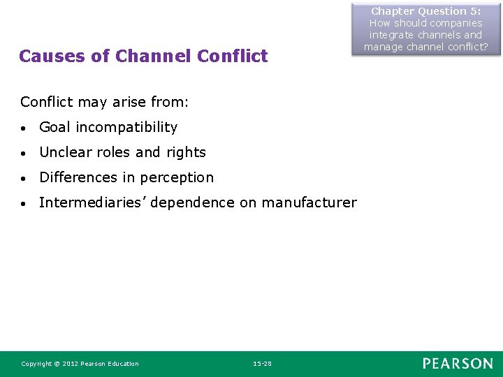 Causes of Channel Conflict may arise from: • Goal incompatibility • Unclear roles and Causes of Channel Conflict may arise from: • Goal incompatibility • Unclear roles and