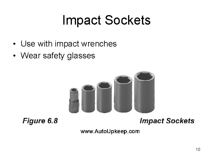 Impact Sockets • Use with impact wrenches • Wear safety glasses 10 