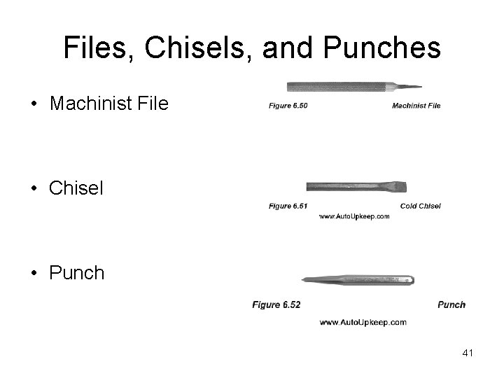 Files, Chisels, and Punches • Machinist File • Chisel • Punch 41 