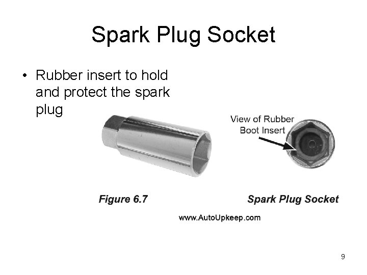 Spark Plug Socket • Rubber insert to hold and protect the spark plug 9