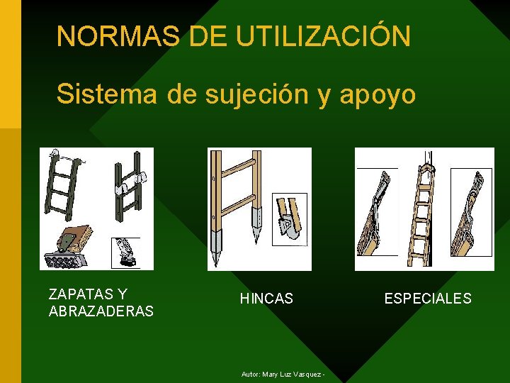 NORMAS DE UTILIZACIÓN Sistema de sujeción y apoyo ZAPATAS Y ABRAZADERAS HINCAS Autor: Mary