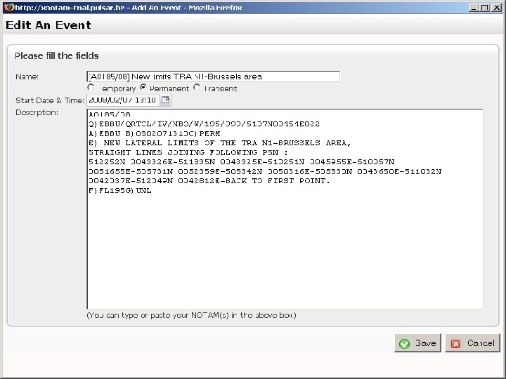 EUROCONTROL x. NOTAM Trial 