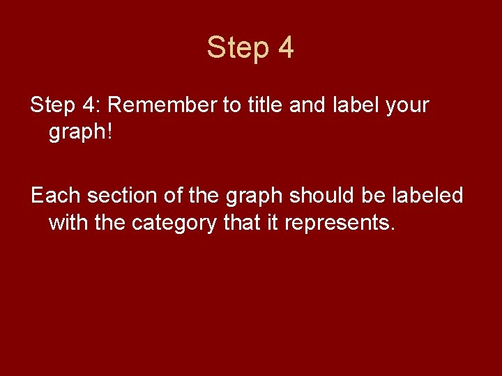 Step 4: Remember to title and label your graph! Each section of the graph