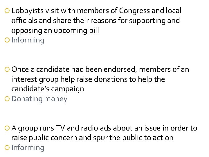  Lobbyists visit with members of Congress and local officials and share their reasons