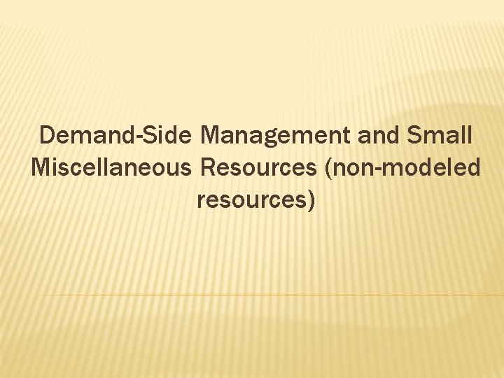 Demand-Side Management and Small Miscellaneous Resources (non-modeled resources) 