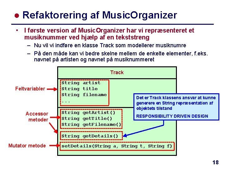 ● Refaktorering af Music. Organizer • I første version af Music. Organizer har vi