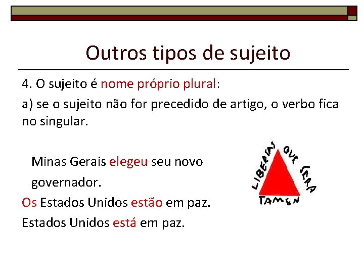 Outros tipos de sujeito 4. O sujeito é nome próprio plural: a) se o