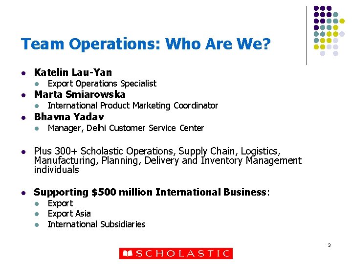 Team Operations: Who Are We? l Katelin Lau-Yan l l Marta Smiarowska l l