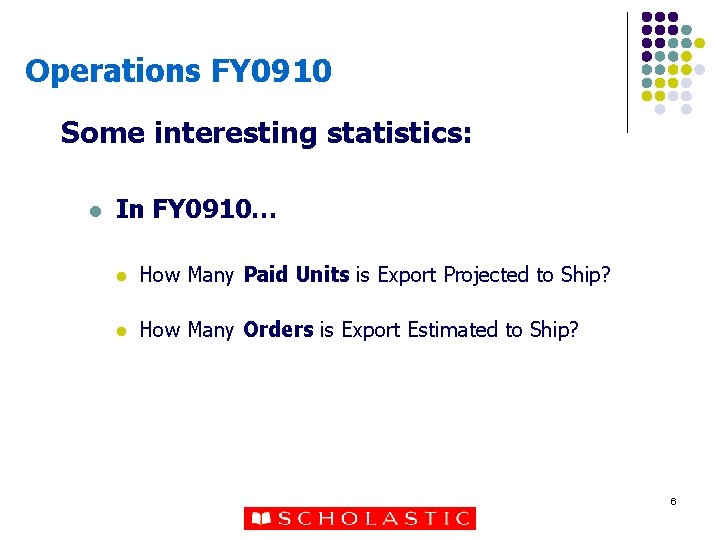 Operations FY 0910 Some interesting statistics: l In FY 0910… l How Many Paid