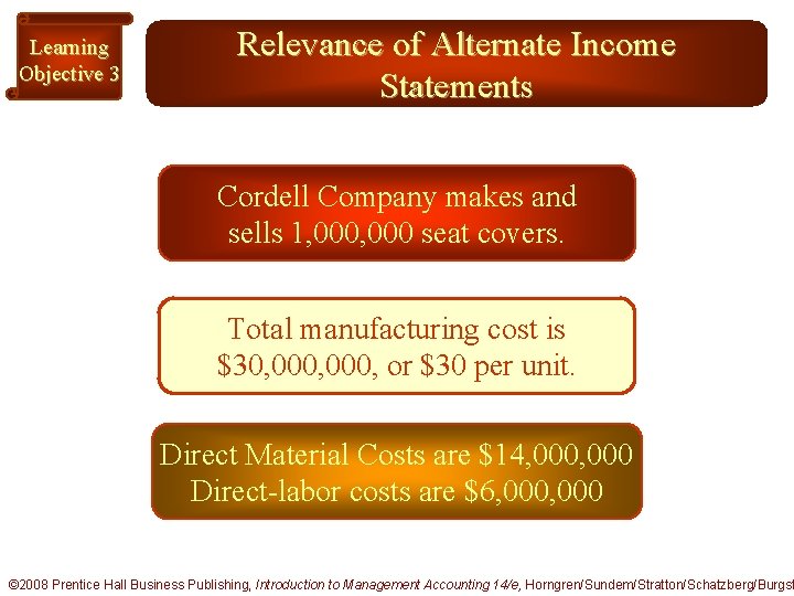 Learning Objective 3 Relevance of Alternate Income Statements Cordell Company makes and sells 1,