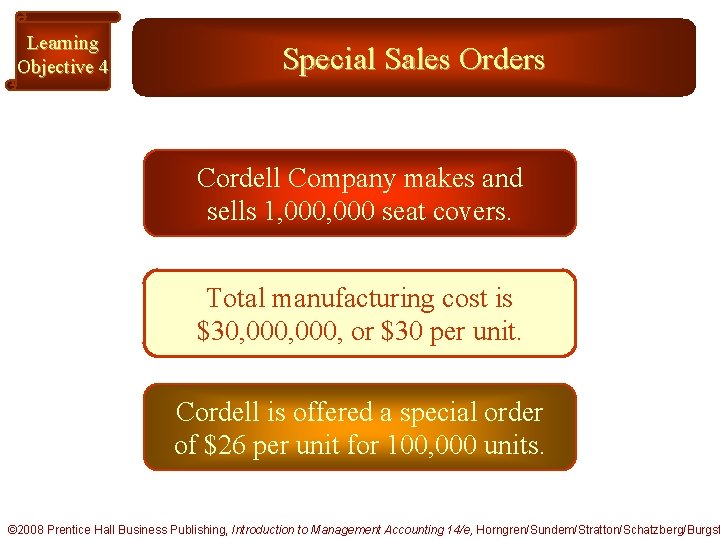 Learning Objective 4 Special Sales Orders Cordell Company makes and sells 1, 000 seat