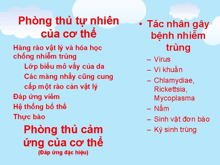 Phòng thủ tự nhiên của cơ thể Hàng rào vật lý và hóa học