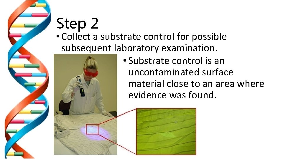 Step 2 • Collect a substrate control for possible subsequent laboratory examination. • Substrate