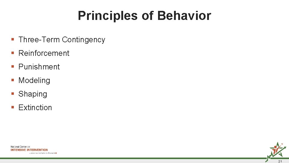Principles of Behavior § Three-Term Contingency § Reinforcement § Punishment § Modeling § Shaping Principles of Behavior § Three-Term Contingency § Reinforcement § Punishment § Modeling § Shaping