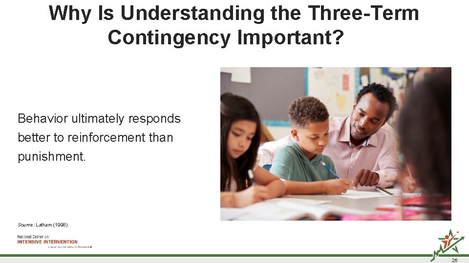 Why Is Understanding the Three-Term Contingency Important? 3 Behavior ultimately responds better to reinforcement Why Is Understanding the Three-Term Contingency Important? 3 Behavior ultimately responds better to reinforcement