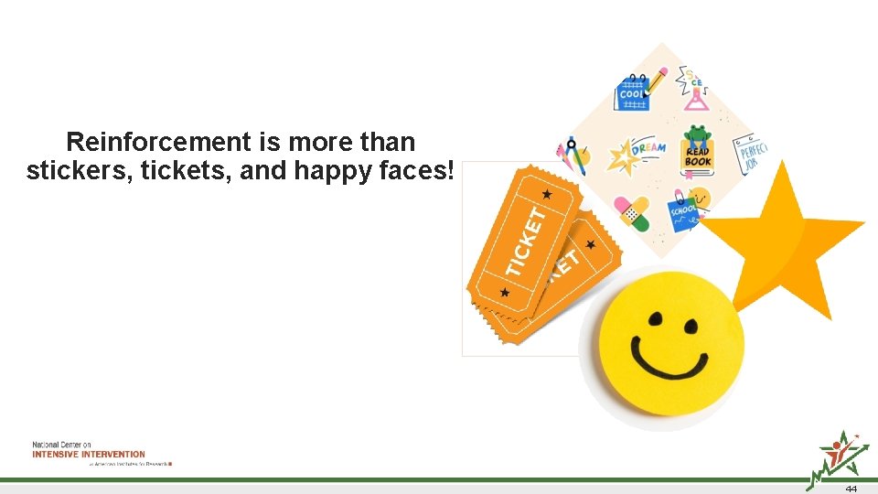 Reinforcement is more than stickers, tickets, and happy faces! 44  Reinforcement is more than stickers, tickets, and happy faces! 44