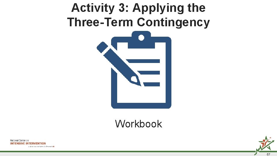 Activity 3: Applying the Three-Term Contingency Workbook 57  Activity 3: Applying the Three-Term Contingency Workbook 57