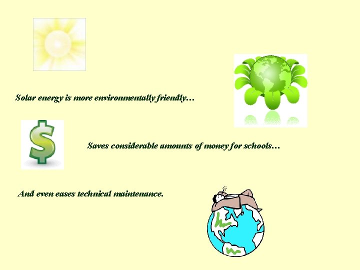 Solar energy is more environmentally friendly… Saves considerable amounts of money for schools… And