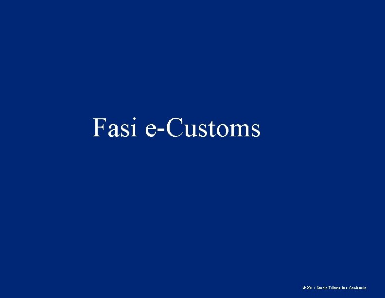 Fasi e-Customs © 2011 Studio Tributario e Societario 