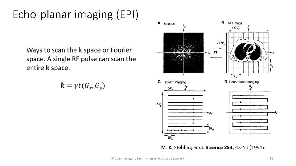Echo-planar imaging (EPI) M. K. Stehling et al. Science 254, 43 -50 (1991). Modern