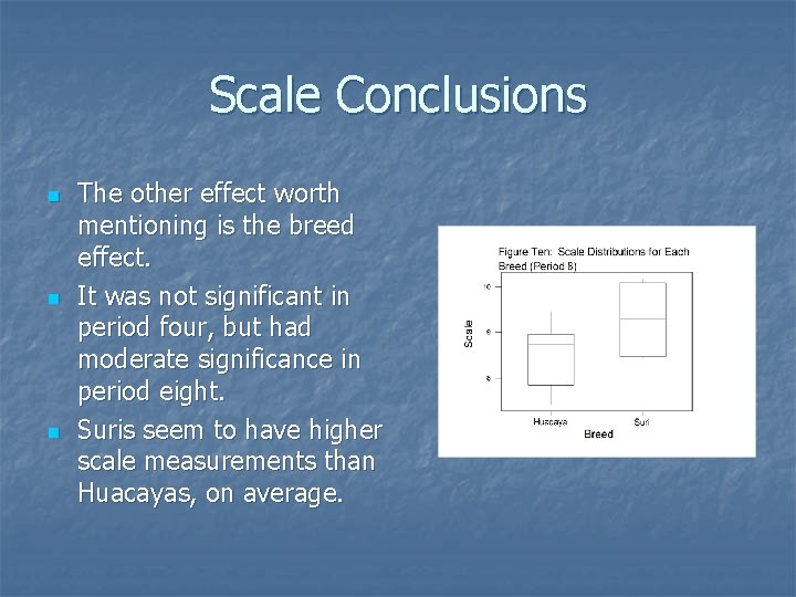 Scale Conclusions n n n The other effect worth mentioning is the breed effect.