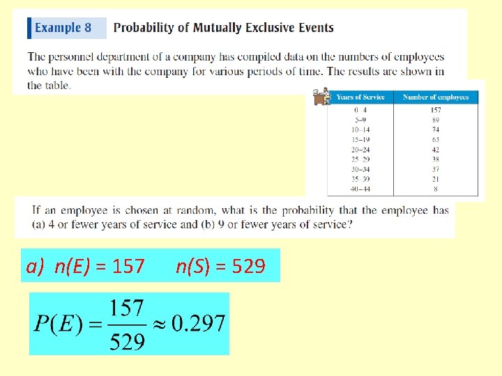 a) n(E) = 157 n(S) = 529 