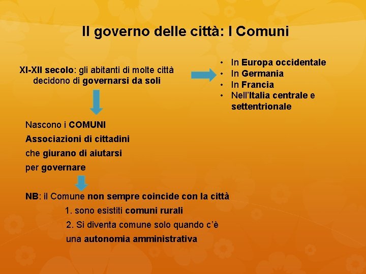 Il governo delle città: I Comuni XI-XII secolo: gli abitanti di molte città decidono