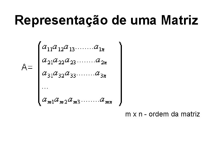 Representação de uma Matriz m x n - ordem da matriz 