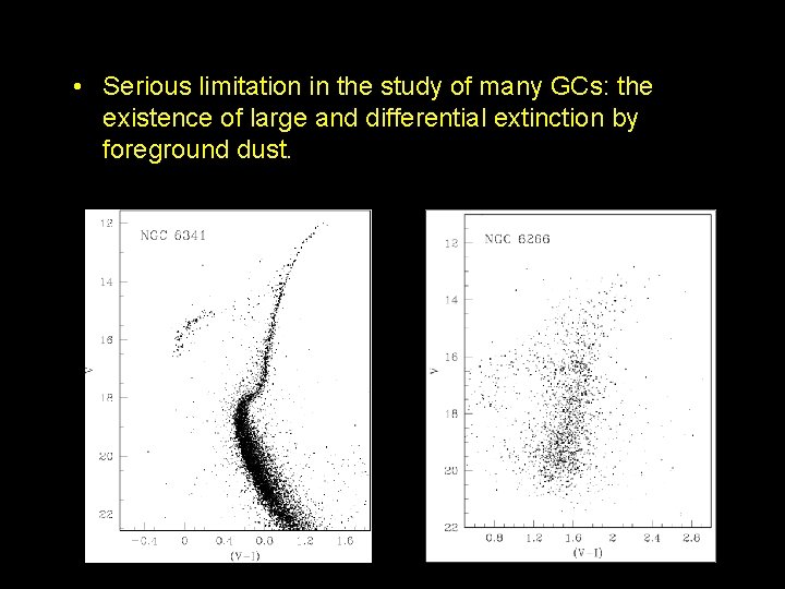  • Serious limitation in the study of many GCs: the existence of large