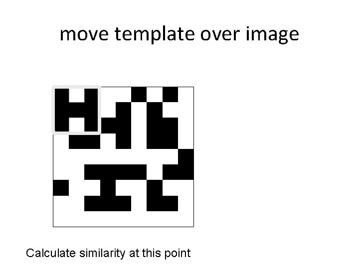 move template over image Calculate similarity at this point 