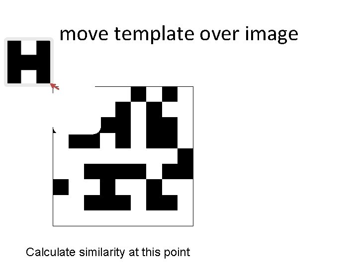 move template over image Calculate similarity at this point 
