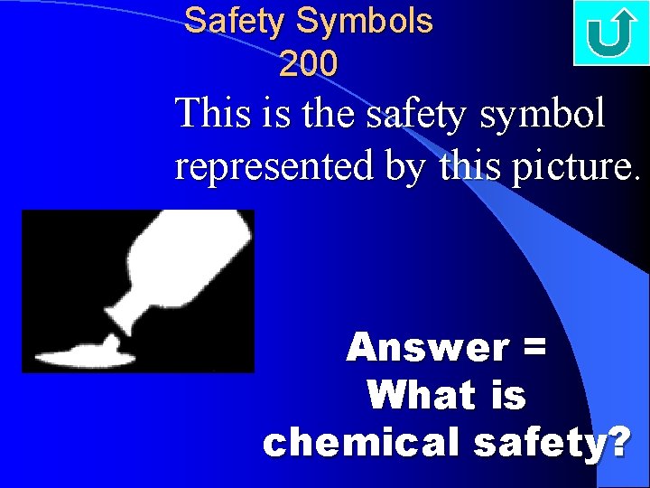 Safety Symbols 200 This is the safety symbol represented by this picture. Answer =