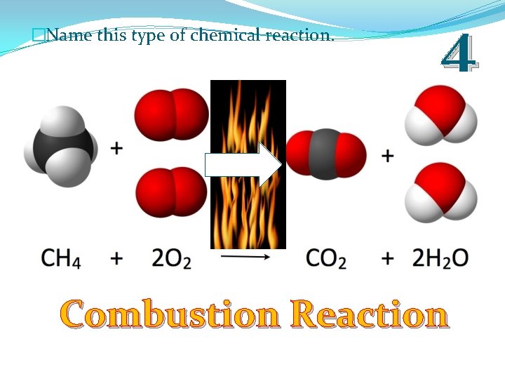 �Name this type of chemical reaction. 4 Combustion Reaction 