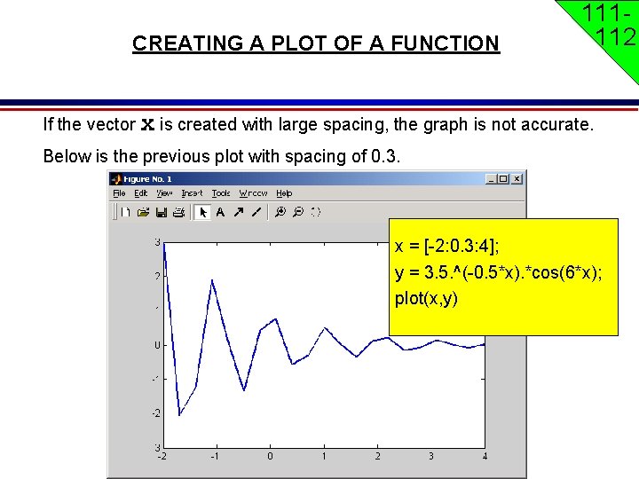 CREATING A PLOT OF A FUNCTION 111112 If the vector x is created with CREATING A PLOT OF A FUNCTION 111112 If the vector x is created with