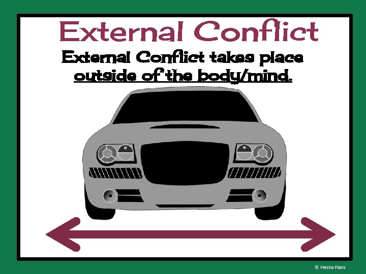 External Conflict takes place outside of the body/mind. © Presto Plans 