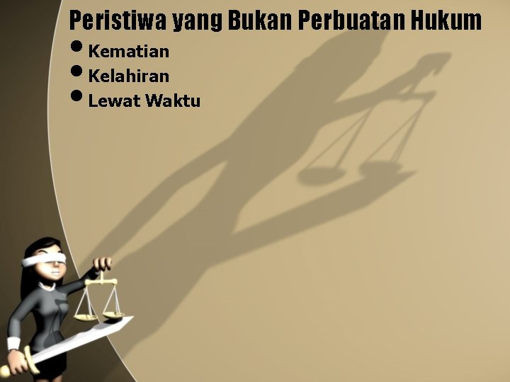 Peristiwa yang Bukan Perbuatan Hukum • Kematian • Kelahiran • Lewat Waktu 