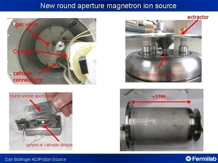 New round aperture magnetron ion source extractor gas valve Cs tube cathode connections round