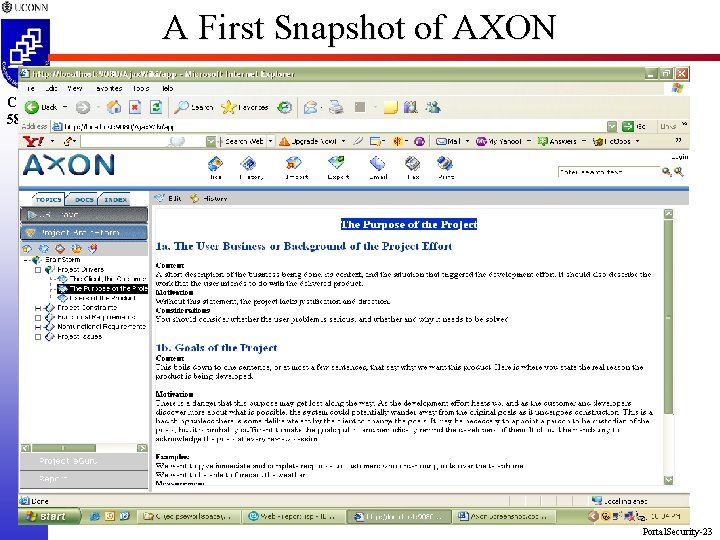 A First Snapshot of AXON CSE 5810 Portal. Security-23 