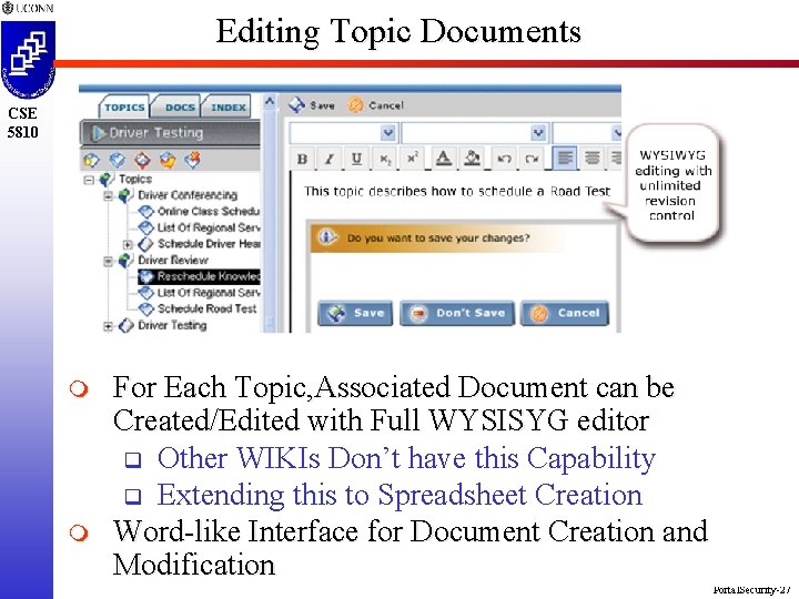 Editing Topic Documents CSE 5810 m m For Each Topic, Associated Document can be