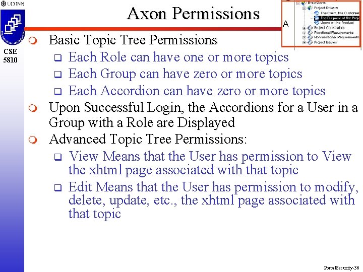 Axon Permissions m CSE 5810 m m Basic Topic Tree Permissions q Each Role