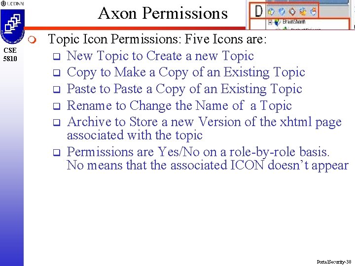 Axon Permissions m CSE 5810 Topic Icon Permissions: Five Icons are: q New Topic